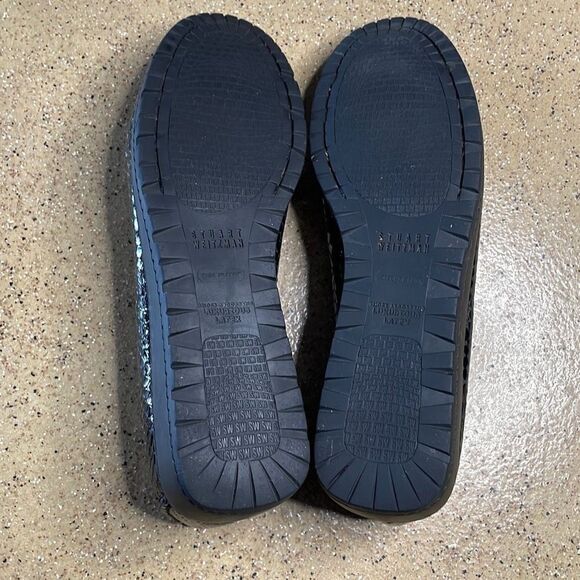 Stuart Weitzman Snake Embossed Patent Leather Moccasin Toe Loafers 7.5 Black - Picture 10 of 13